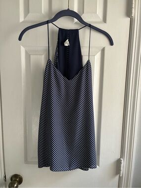 Express Navy and White Polka Dot Barcelona tank